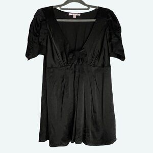 Rebecca Taylor Silk Blend V-Neck Empire‎ Waist Flutter Sleeve Blouse Black 10